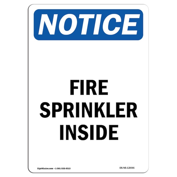 OSHA Notice Sign, Fire Standpipe Inside, 18in X 12in Decal, 12" W, 18" L, Portrait
